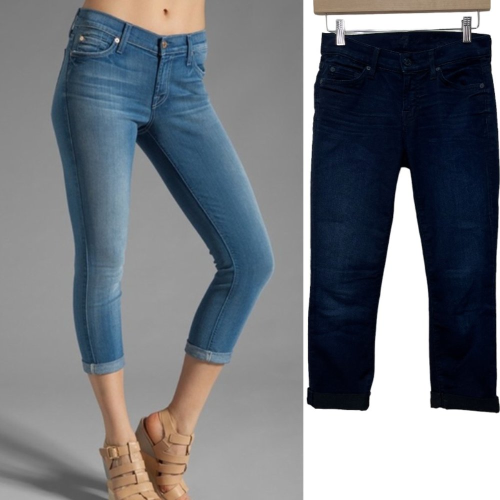 7 For All Mankind the Skinny Crop & Roll Jeans sz 25